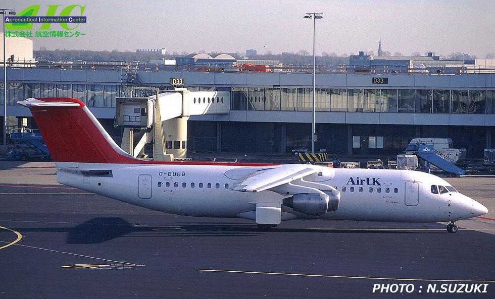 ブリテイッシュ・エアロスペースBAe 146-300　E3183　G-BUHB　エアUK（1996年　スキポール空港）